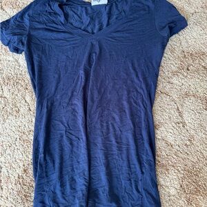 Angie Deep Blue V-Neck Short Sleeve Top